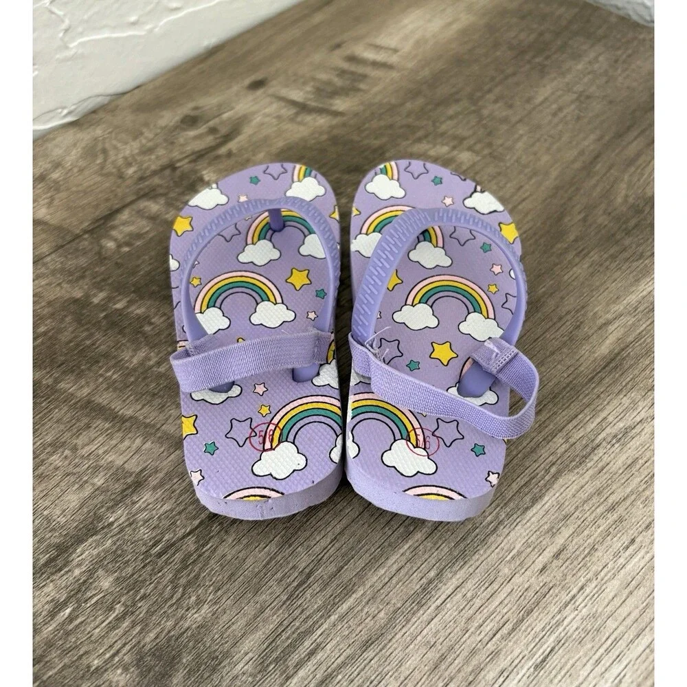 Toddler Girl Purple Rainbows Sandals Size 5-6